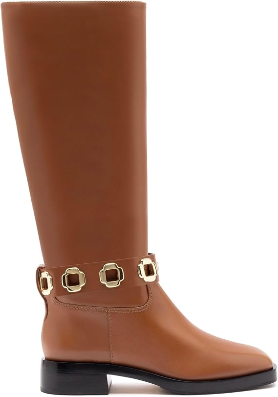 Milan Flat Boot In Caramel Leather