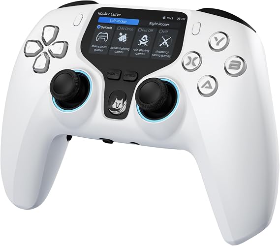 NBCP Interactive Screen Wireless Gaming Controller for PC/Switch/iOS/Android, Gaming Controller with Hall Effect Stick & Trigger/Programmable/RGB Light/Dual Vibration/Gyro/Turbo/3.5mm Headphone Jack
