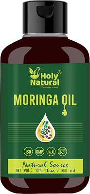 Holy Naturals Moringa Oil 10.15 fl oz 300ml | Pure & Natural, Cold Pressed Virgin, Good For Skin, Hair and Body