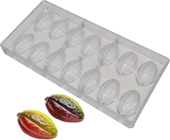 Goldbaking Cocoa Shaped Chocolate Mold DIY Polycarbonate Mould Hard Plastic Candy Tray
