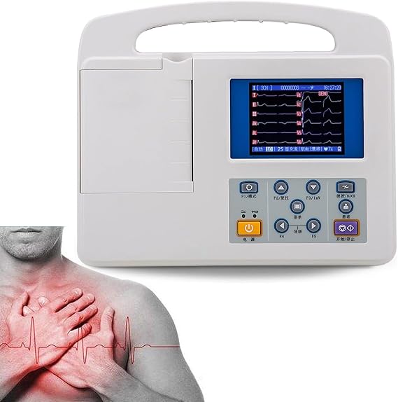 ECG Machine,Mobile ECG Monitor,ECG Monitors,ECG EKG Patient Monitor,Electrocardiograph Heart Monitor,12-Lead 3-Channel Color LCD Digital Machine,with Printing Paper,for Home Use