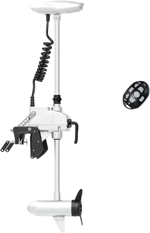 AQUOS Haswing CaymanT 12V 55LB 26in. Shaft Transom Electric Trolling Motor Includes Wireless Remote for Fishing Boats in Saltwater & Freshwater