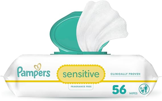 Pampers Baby Wipes Sensitive Perfume Free 1X Pop-Top Pack 56 Count