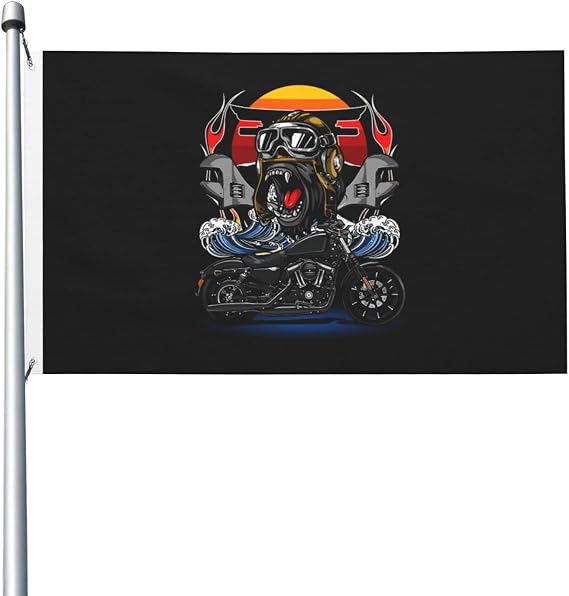 Double Sided Cool Motorcycle Flag 3x5 FT Outdoor Flags Banners Durable Patio Indoor Decorative Flags Home Party Welcome Flag 3by5 Flag