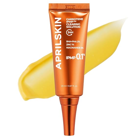 APRILSKIN Carrotene IPMPTM Clearing Solution || Quickly soothes troubled areas and helps clear blemishes | Formulated with BHA, AHA, Niacinamide & Zinc Oxide | Vegan, Cruelty-Free (0.67fl.oz.)