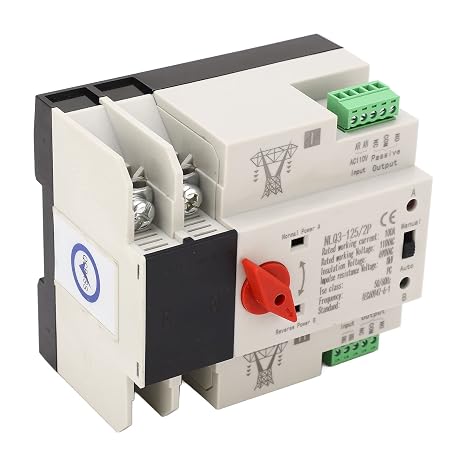 Power Automatic Transfer Switch 2P 100A 110V ATS Generator Changeover Switch Din Rail Mount Electrical Selector Toggle Controller Self Cast Conversion