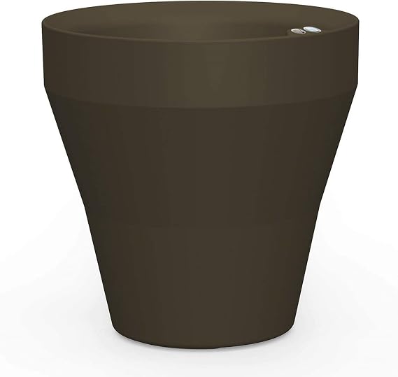Crescent Garden TruDrop Rim Modern Self Watering Planter with Water Level Indicator, Indoor/Outdoor Weather-Safe Round Plant Pot, Grow Healthy Plants & Flowers - 26" W (Old Bronze)