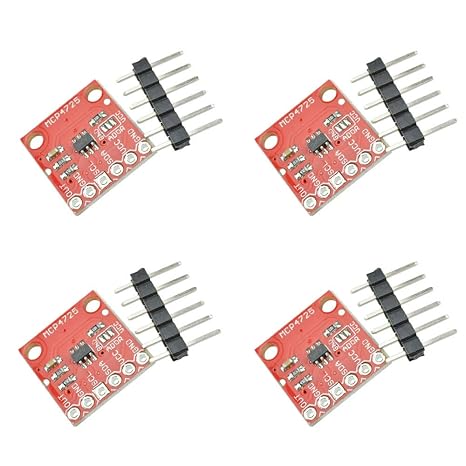 4Pcs MCP4725 DAC Module I2C Breakout Board for Arduino Raspberry Pi | 12-bit DAC Converter,2.7V to 5.5V Supplies with EEPROM,Gives Steady Voltage,for Sound Synthesis Signal Generation Projects
