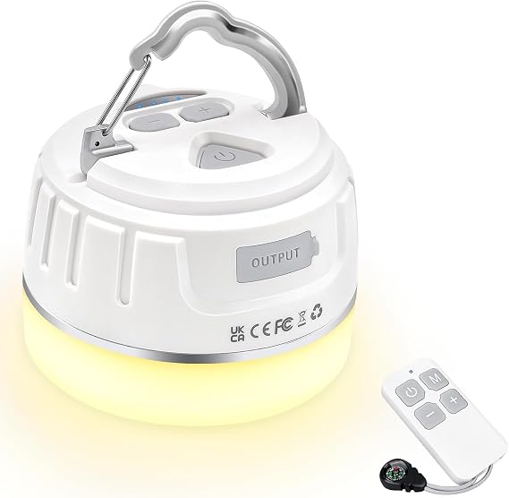 Siivton Camping Lantern Rechargeable, Power Bank 6400mAh, Tent Lights for Camping, Portable LED Camping Light with Remote, Magnetic Base, Waterproof, 5 Light Mode for Hurricane Emergency Hiking Home