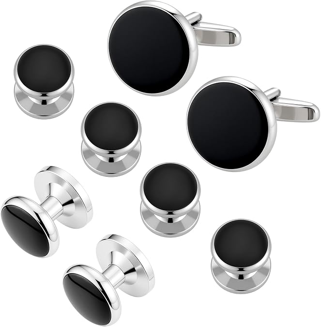Cufflinks and Tuxedo Shirt Studs Stainless Steel Cuff links mens