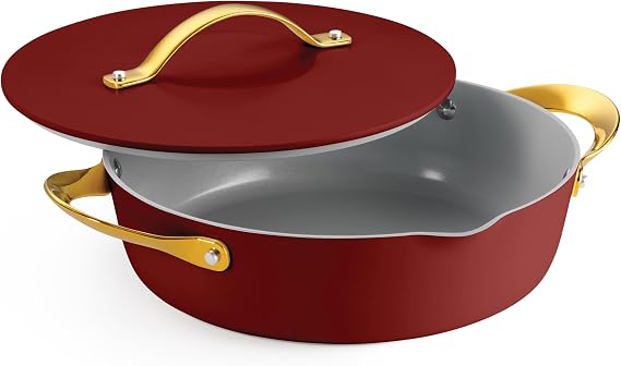 Tramontina Fiora 4.25-Quart Ceramic Non Stick Cooking Pan with Lid