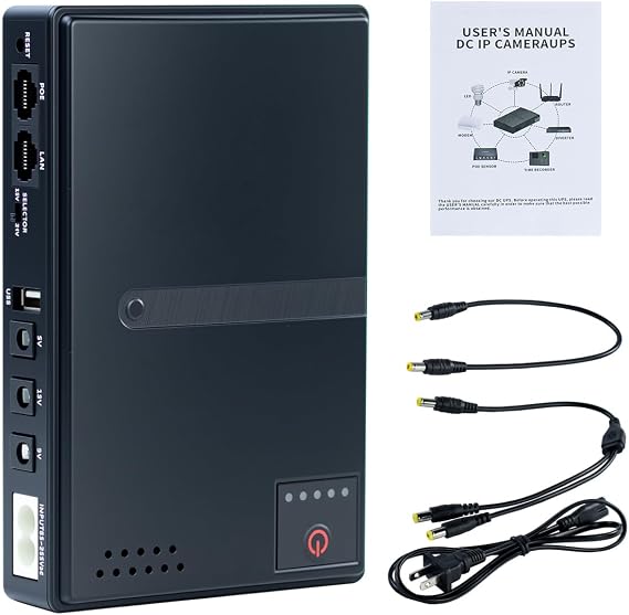 Mini DC UPS Battery Backup Uninterruptible Power Supply 18W 5V/9V/12V/15V/24V Output for Router, Modem, POE Devices, Security IP Camera