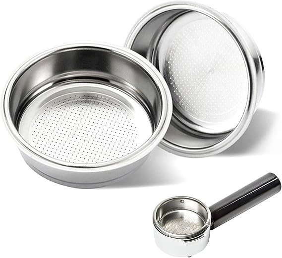 51mm Coffee Filter, 2 Pack Stainless Steel Portafilter Basket, 1 Cup & 2 Cup Non-Pressurized Espresso Filter, Reusable Replacement for 51mm Bottomless Portafilter