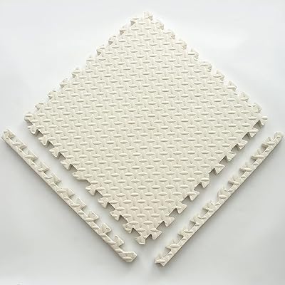 Interlocking Floor Tiles 5 Pack Nontoxic Puzzle Play Mat Exercise Mat for Toddlers,12x12 Square EVA Foam Play Mat Floor Protective Tiles White,0.4 Thick
