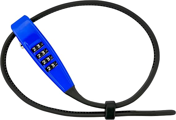 OKG 4-Digit Combination Zip Tie Lock - Anti-Scratch Stainless Steel Cable Bike Lock with Resettable Code, Secure Helmets, Skis, Prams, Bike, Cabinet, French Doors, and More (Blue)