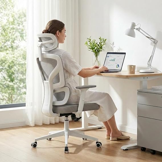 Ergonomic Office Chair with Adjustable Lumbar Support,Grey