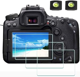 Screen Protector for Canon EOS 90D 80D 70D 77D Camera & Hot Shoe Cover [3+2 Pack], ULBTER Tempered Glass 0.3mm 9H Hardness Ultra-clear Anti-Scrach