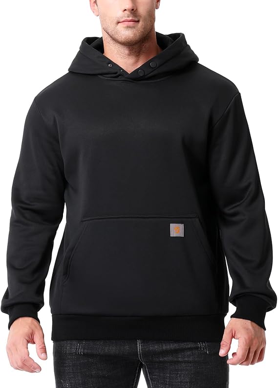 Men's Fashion Hoodie Fleece Warm Sweatshirt | Fleece-Lined Thickened Pullover with Button Hood Versatile