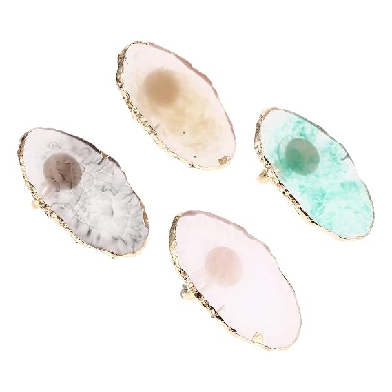 Beavorty Agate Ring 4pcs Nail Palette Nail Painting Resin Pigment Nail Polish Mixing Tray