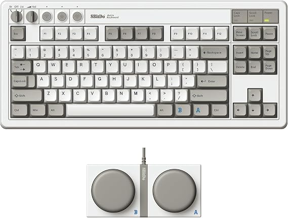 8Bitdo Retro Mechanical Keyboard, Bluetooth/2.4G/USB-C Hot Swappable Gaming Keyboard with 87 Keys, Dual Super Programmable Buttons for Windows and Android - M Edition - QWERTY ANSI US Layout