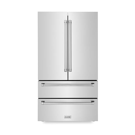 ZLINE 36 in. 22.5 cu. ft. Counter-Depth French Door Refrigerator with Ice Maker in Fingerprint-Resistant Stainless Steel (RFM-36)