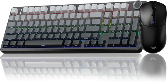 AULA Wireless Keyboard and Mouse Combo, F99 Pro Mechanical Keyboards with Knob,Tri-Mode Hot Swappable Keyboard+SC580 Wireless Gaming Mouse Black