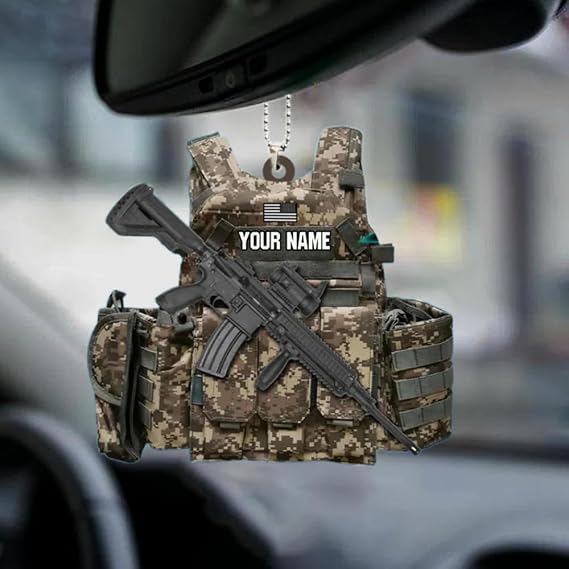 Godashop Veteran Soldier Backpack Boots Military Ornament Personalized, 2D Flat Shape, Custom Name, Christmas Tree Ornament, Gift for Veteran, Christmas, Birthday - T8