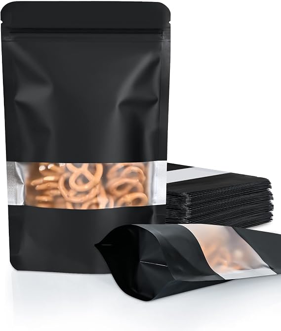 FireKylin 100 Pack Resealable Bags with Matte Window(Black,3.5" x 5.1")