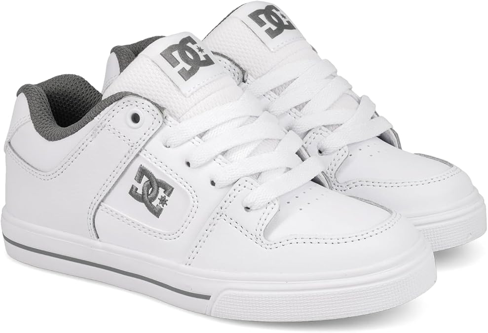 DC Shoes Kids Pure Skate Shoe White/Grey