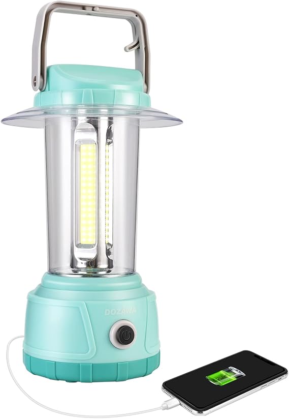 DOZAWA LED Rechargeable Camping Lantern, 3000LM Bright Camping Lamp, 5 Light Modes, IP44 Waterproof, 6400mAh Power Bank, Survival Kits, Camping Gear, Emergency Light, Hurricane, Power Outages, Fishing