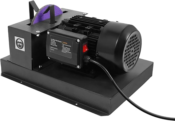 Lawn Mower Blade Sharpener, 2/3HP 500W Lawnmower Blade Bench Grinder with 7 Inch Grinding Wheel and 1 Pair 60 Grit Sandpaper & Bracket for High/Low Lift Blades, Gator Blades, Flat Blades