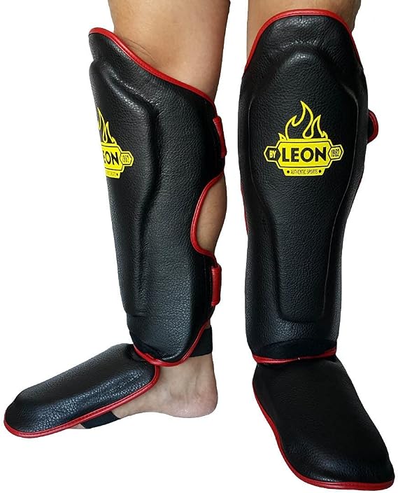 Leon Solid Muay Thai and Kick Boxing Foot and Pipe Protector Black