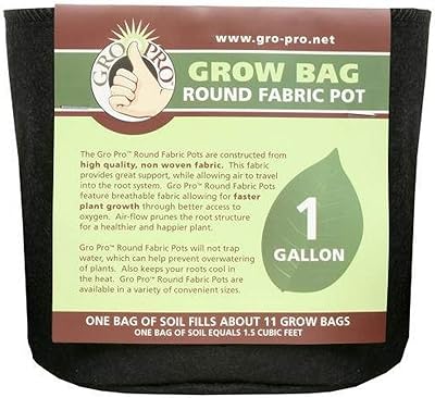 Gro Pro Premium Round Fabric Pot 1 Gallon, Black
