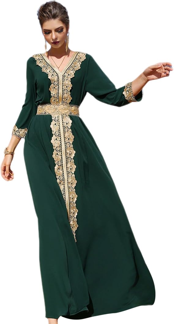 ODIZLI Abaya Dress for Women Dubai Sadui Bead Moroccan Kaftan Fancy Eid Dress