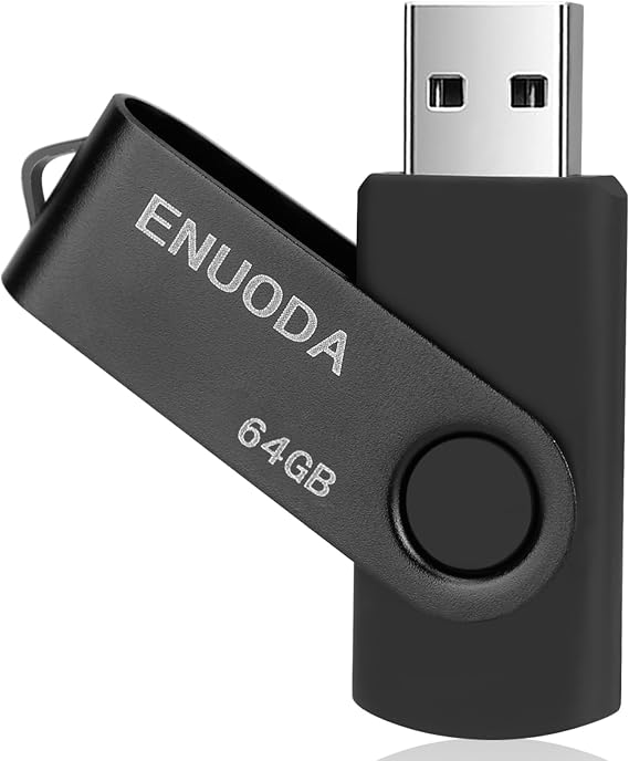 64GB Flash Drive ENUODA 1 Pack Thumb Drive 64GB USB 2.0 Memory Stick Jump Drive Pen Drive for File Storage and Data Transfer (Black)