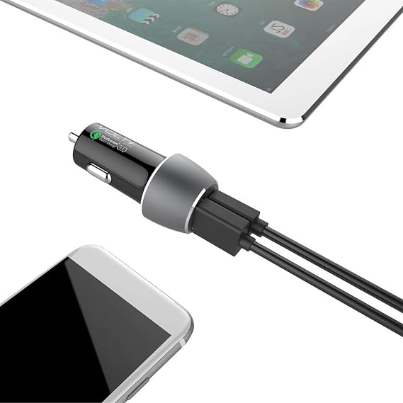 PRO 33 Watt Car Kit Compatible with LG Tone Free FP8 Plus Data, Durable Quick Adaptive Fast Charging Dual USB-C/MicroUSB Long 4ft Cables