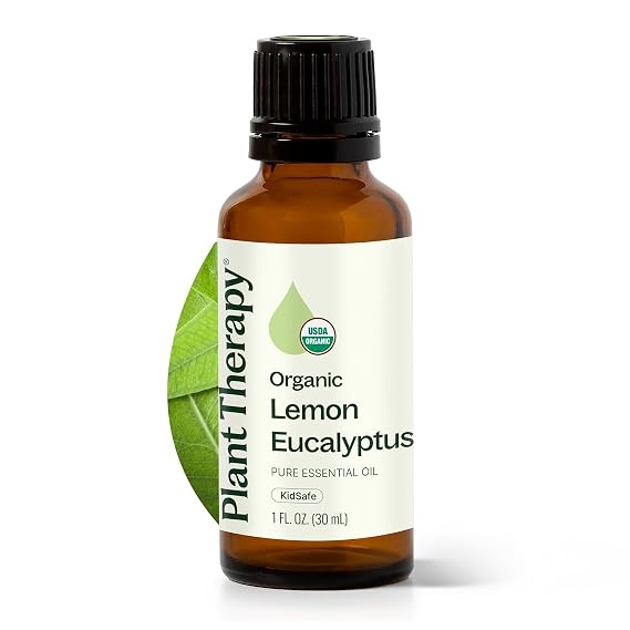 Plant Therapy Organic Lemon Eucalyptus Essential Oil 30 mL, USDA Certified | Pure & Undiluted, USDA Certified Organic, Great for Essential Oil Diffusing and DIY Cleaning Solutions, 30 mL (1 oz)