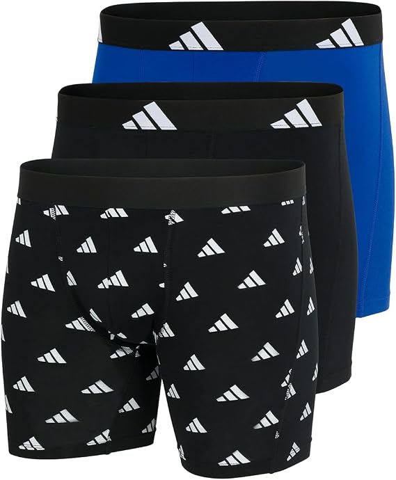 adidas Men's Boxer Briefs (3 Pack) - Active Flex Cotton Underwear (Pack of 3)