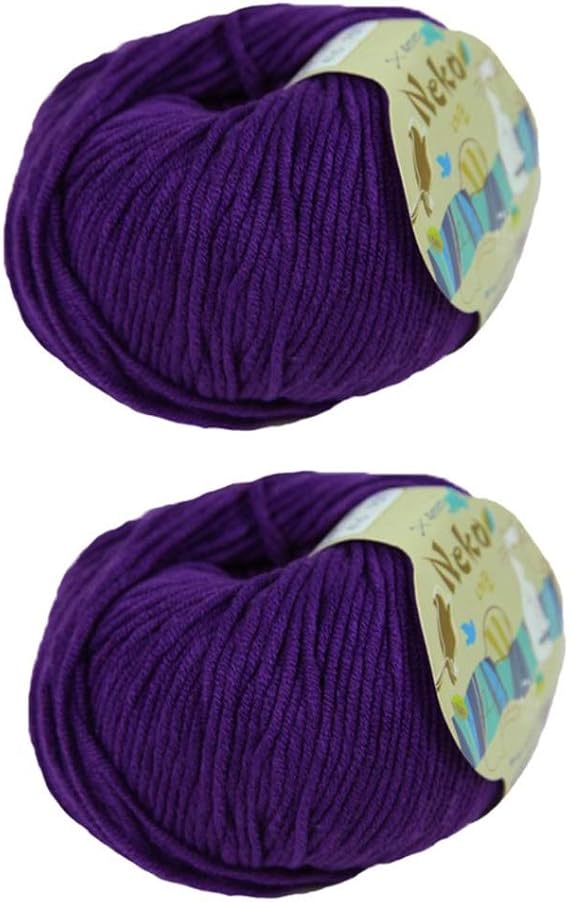 Neko Cotton Knitting Yarns Crochet Needlecraft Set of 2, Deep Purple