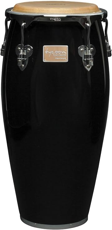 Tycoon Percussion 11" Quinto, 30" Tall Siam Oak Shell, Water Buffalo Head, Chrome Deluxe Rims, 3/8" Tuning Lugs, High-Gloss Finish, Includes Stand & Accessories, Master Classic Series, Black