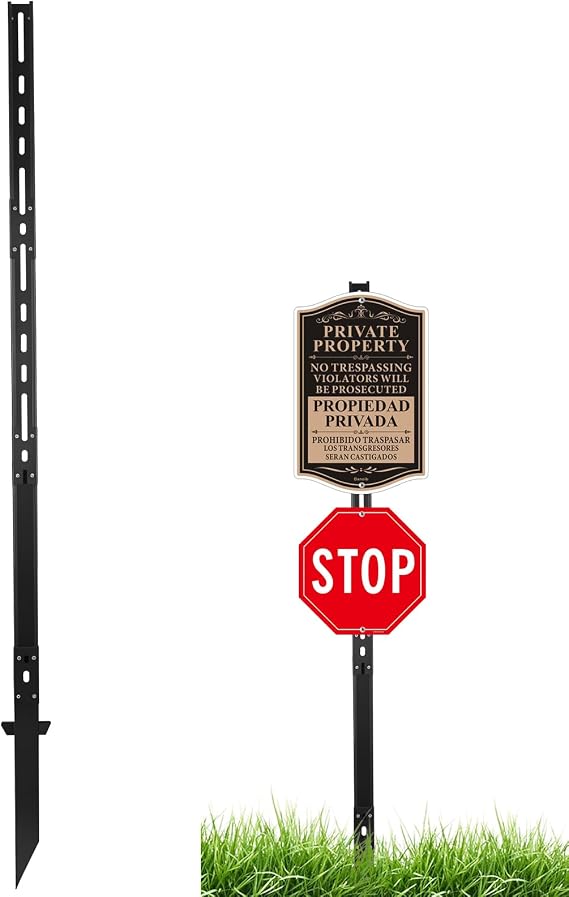 6ft Sign Post Metal Stake for Yard, Fits 7/12/18" Signs