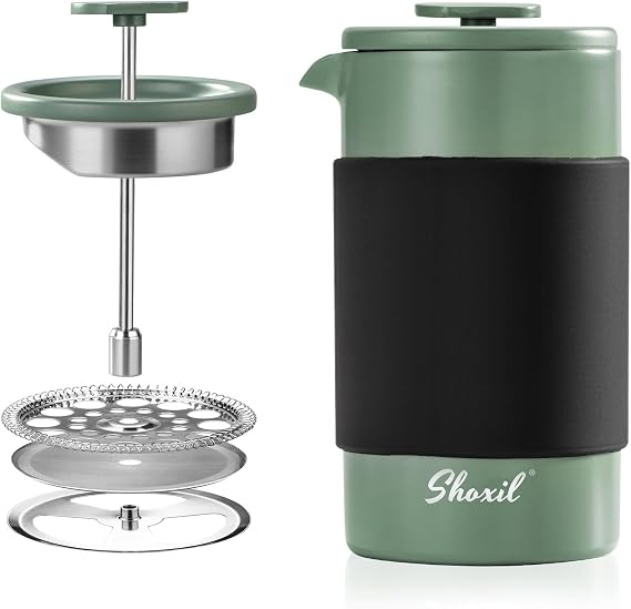 French Press – 350ml Stainless Steel Coffee Press, 2 Cup Cafetiere for Ground Coffee, Portable French Press