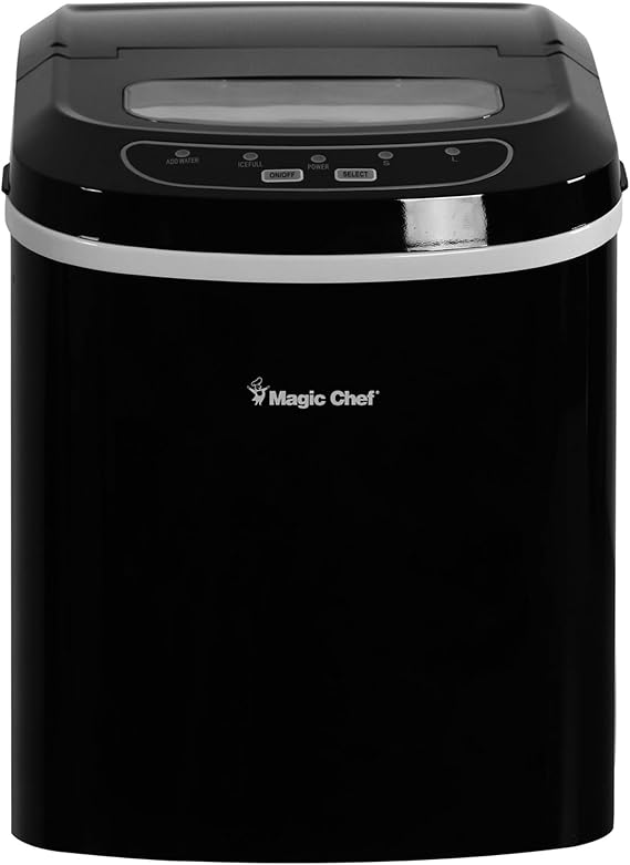 Magic Chef Countertop Ice Maker - Mini Portable Ice Machine - Home Bar Ice Cube Freezer, Makes up to 27 Pounds Per Day, Black