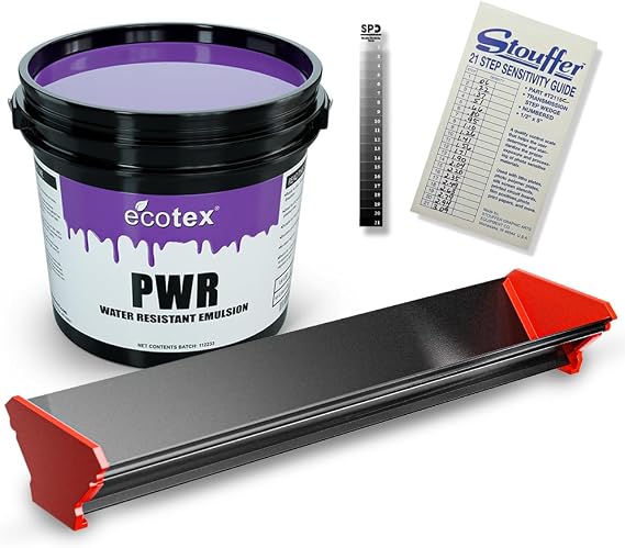 Screen Printing Emulsion Bundle Ecotex PWR Pre-Sensitized Emulsion (16oz), 15.5" Scoop Coater & 21 Step Wedge Exposure Calculator Made in USA Screen Print Supplies