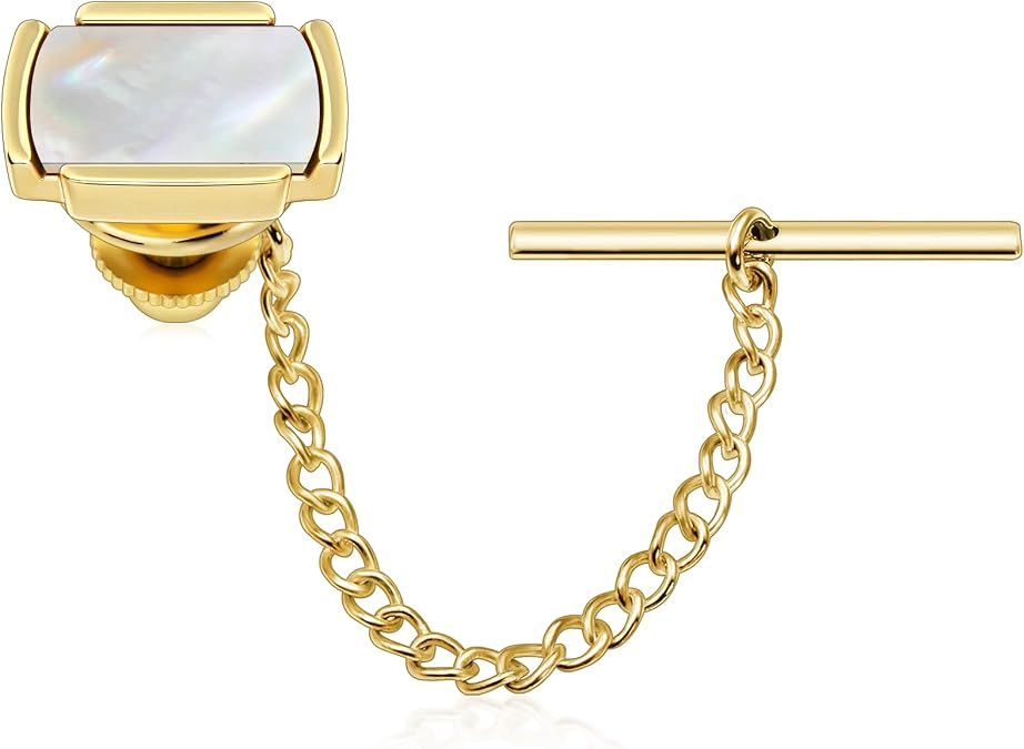 HAWSON Tie Pins Tie Tacks for Men with Chain, Mens Jewelry or Accessories for Wedding Birthday Anniversary Christmas Valentine's Day
