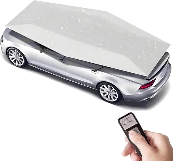 Fully Automatic Movable Carport,Retractable Folding Carport Shelter with Remote Control, All Weather Sun Shade Protection Car Roof Awning for Most Vehicles SilverGrey-4.2m/165in