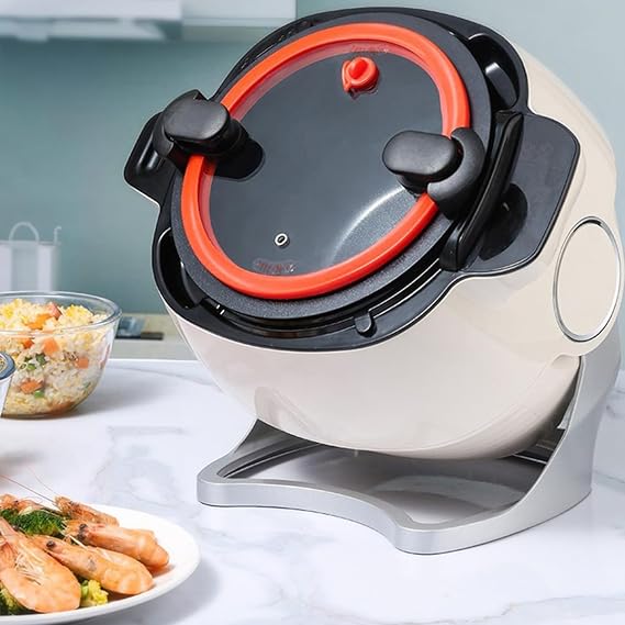 Automatic Cooking Machine,Home Intelligent Multi Cooking Robot,Multifunctional Food Processor Thermo Mixer 3 Gears Fire Adjustment,2 Types of Cooking Modes