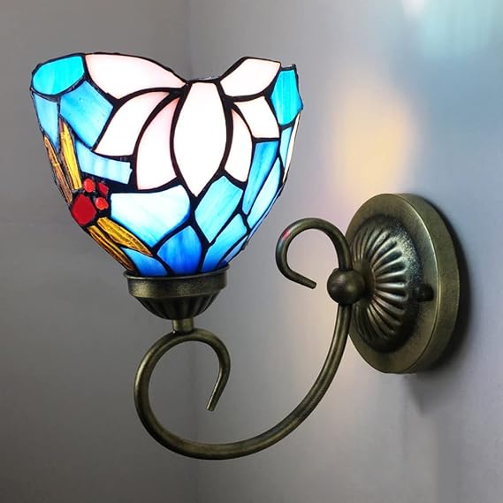 Tiffany Wall Sconce, Dragonfly Design Wall Lights Stained Glass Corridor Light 1 Light Tiffany Wall Lamp - A