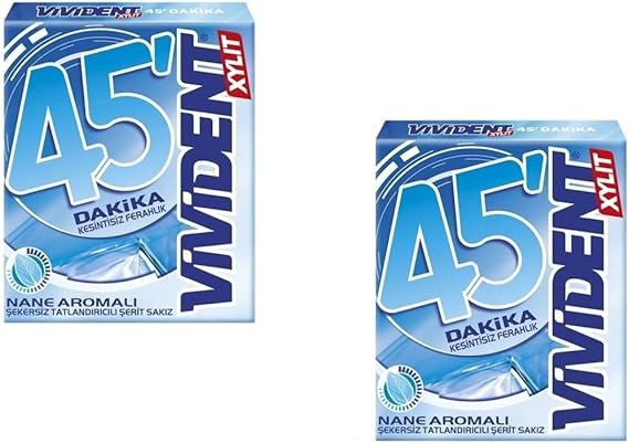 Vivident 45 Minutes Peppermint Flavored Sugar-Free-Sweetener Stripe Gum 33g (2PCS)