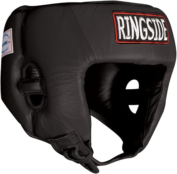 Ringside Competition Boxing Muay Thai MMA Sparring Head Protection Headgear Without Cheeks, Black, Small